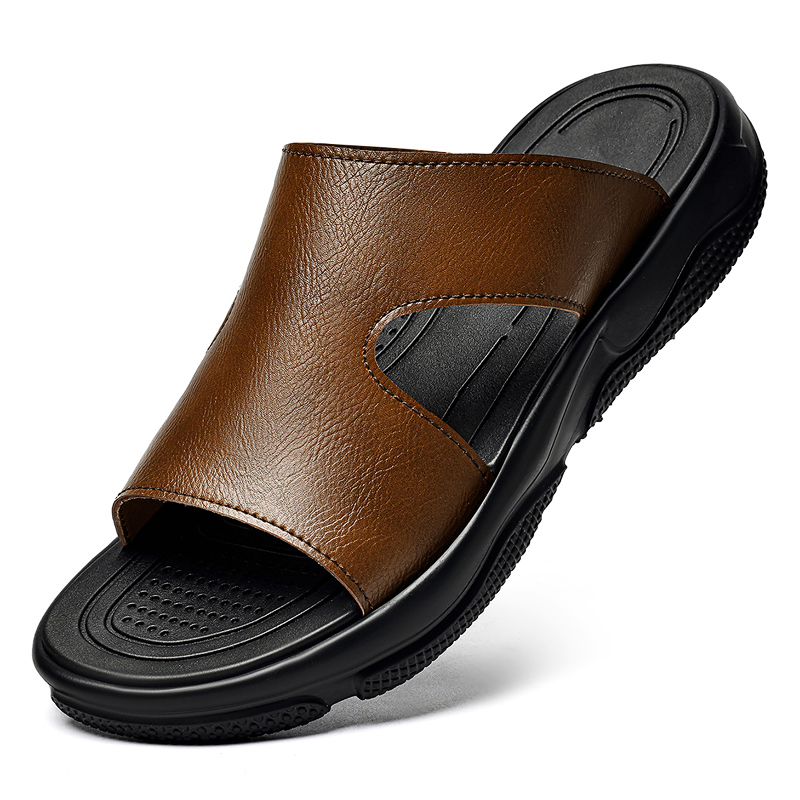 Men'S Shoes Hugo Boss - 남성용 가죽 슬라이드 샌들 미끄럼 방지