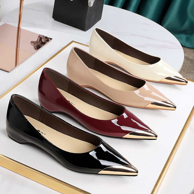 Men Shoes Size To Women - 빅트리 슈즈 로우힐 여성화 에나멜 가죽