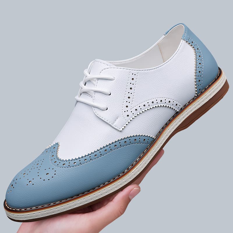 Men'S Shoes Hugo Boss - 남성용 화이트 블루 투톤 브로그 옥스포드