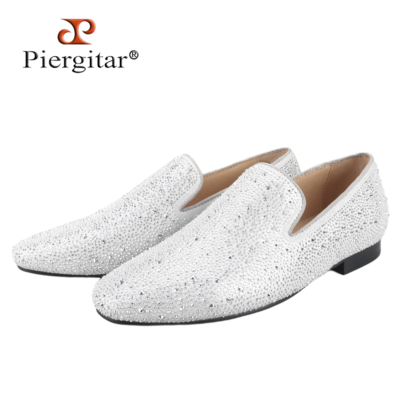 Men Shoes Red Bottom - Piergitar 남성용 실버 정품 가죽 로퍼,