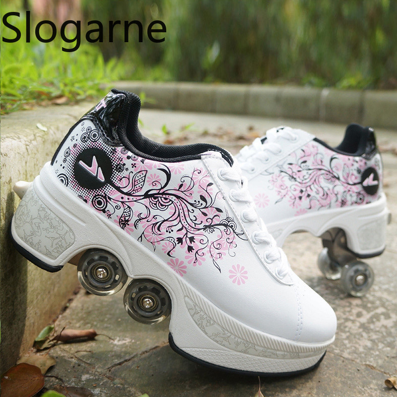 Men Shoes Size To Women - 여성용 4륜 변형 롤러 스케이트 신발
