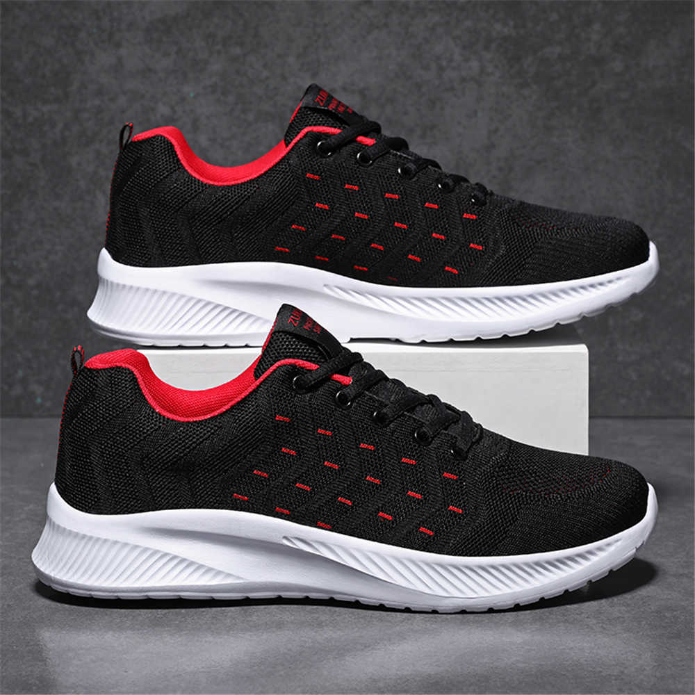 Men Shoes Brand - 블랙 매쉬 캐주얼 스니커즈 남성용 우븐