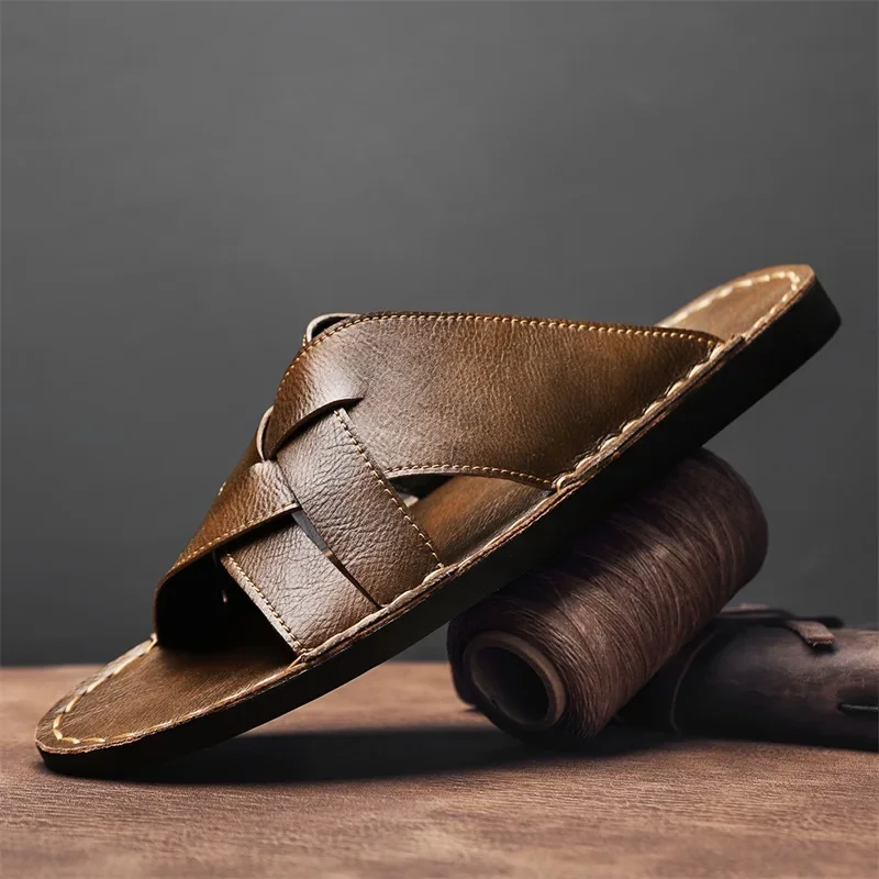 정품 가죽 남성 캐주얼 샌들 여름 남성 슬리퍼 야외 통 - Men'S Shoes Hugo Boss 리뷰 및 가격