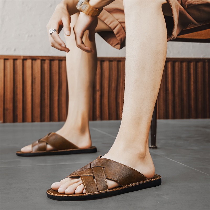 정품 가죽 남성 캐주얼 샌들 여름 남성 슬리퍼 야외 통 - Men'S Shoes Hugo Boss 리뷰 및 가격