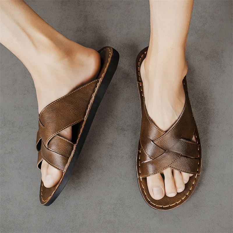 정품 가죽 남성 캐주얼 샌들 여름 남성 슬리퍼 야외 통 - Men'S Shoes Hugo Boss 리뷰 및 가격