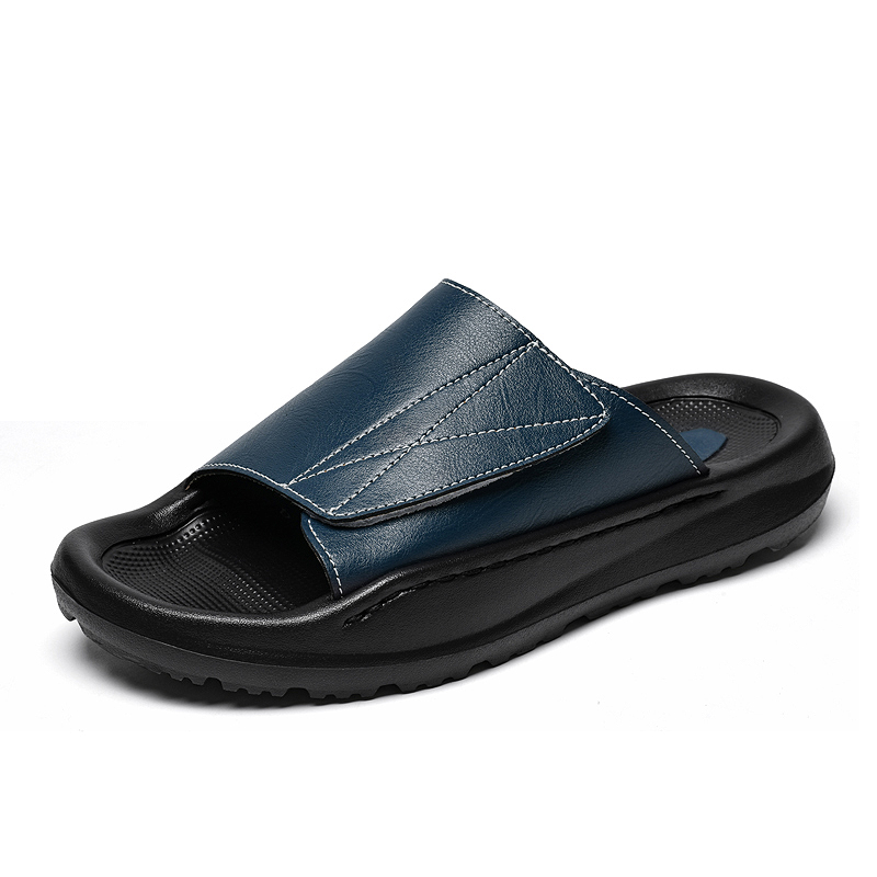 남성용 이지탑 가죽 슬라이드 슬리퍼, 조절 가능한 오픈 - Men'S Shoes With Velcro 리뷰 및 가격