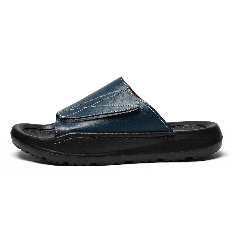 남성용 이지탑 가죽 슬라이드 슬리퍼, 조절 가능한 오픈 - Men'S Shoes With Velcro 리뷰 및 가격