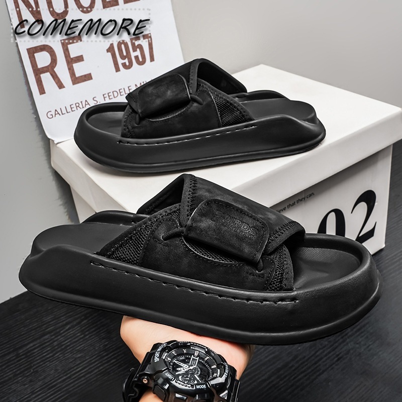 Comemore 남성용 두꺼운 밑창 실내 실외 슬리퍼  - Men'S Shoes With Velcro 리뷰 및 가격
