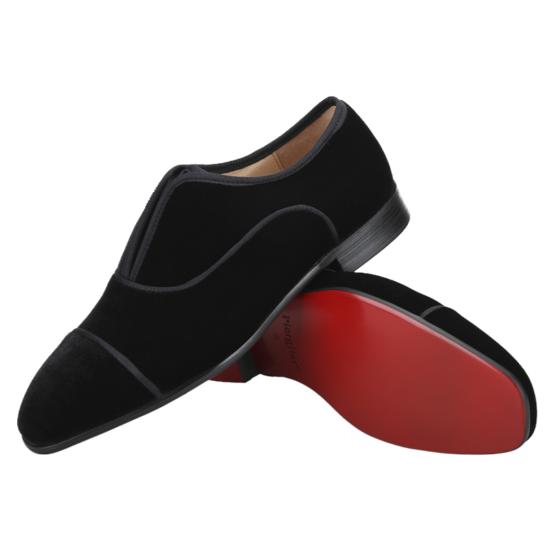 Piergitar 수제 블랙 컬러 벨벳 옥스포드 신발, - Men Shoes Red Bottom 리뷰 및 가격