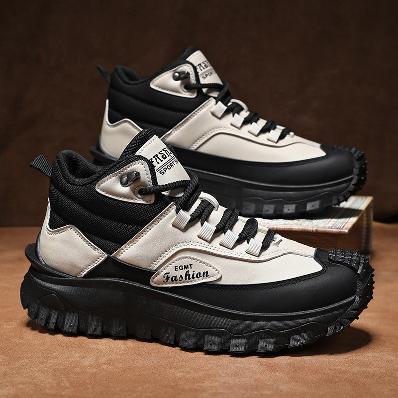 남성용 흑백 미드탑 하이킹 부츠 방수 가죽 플랫폼 스니 - Men Shoes White Colour 리뷰 및 가격