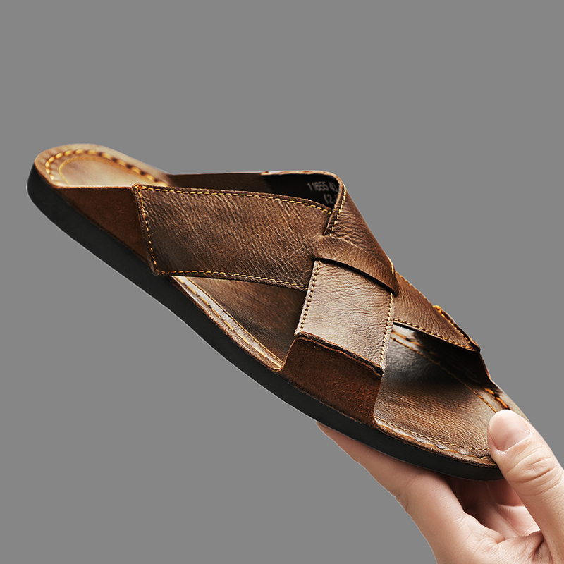 패션 정품 가죽 남성 슬리퍼 여름 남성 샌들 야외 비치 - Men'S Shoes Hugo Boss 리뷰 및 가격