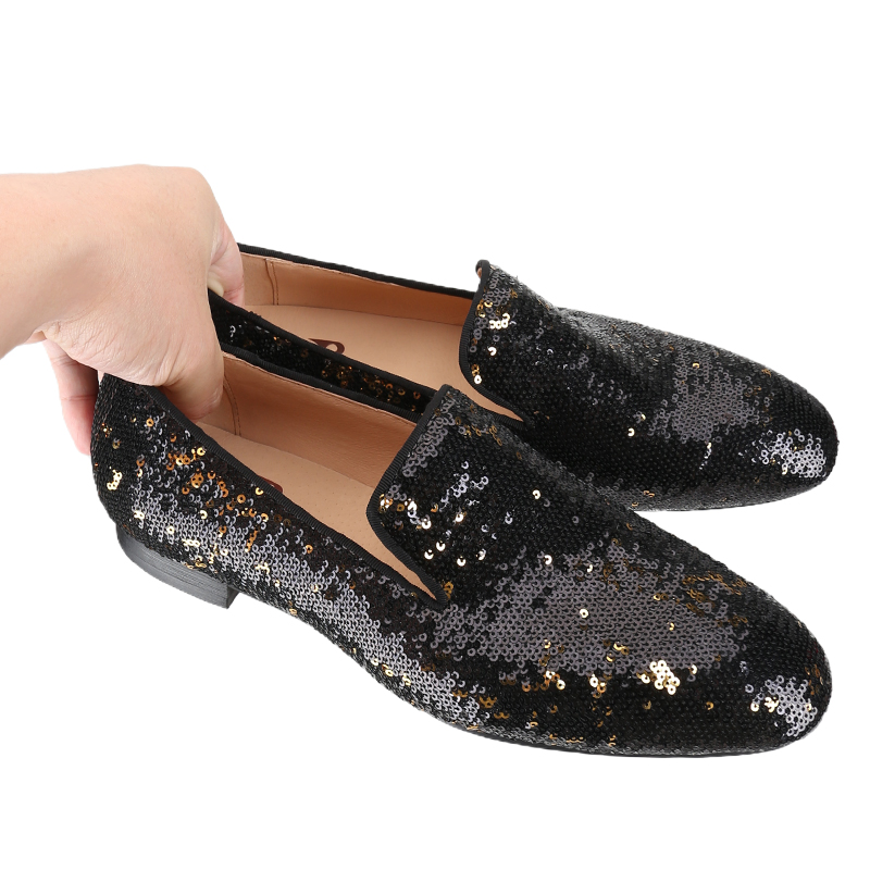 Piergitar 고급스러운 블랙 & 골드 스팽글 패브 - Men Shoes Red Bottom 리뷰 및 가격