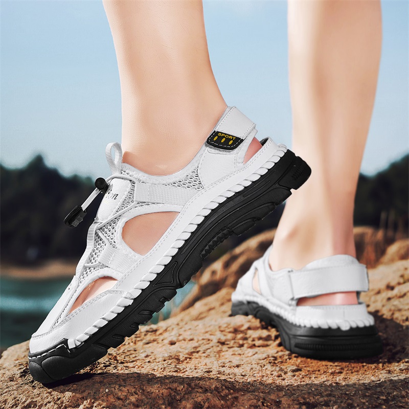 남성용 수제 심플 레터 프린트 샌들, 여름 해변 속이  - Men'S Shoes With Velcro 리뷰 및 가격