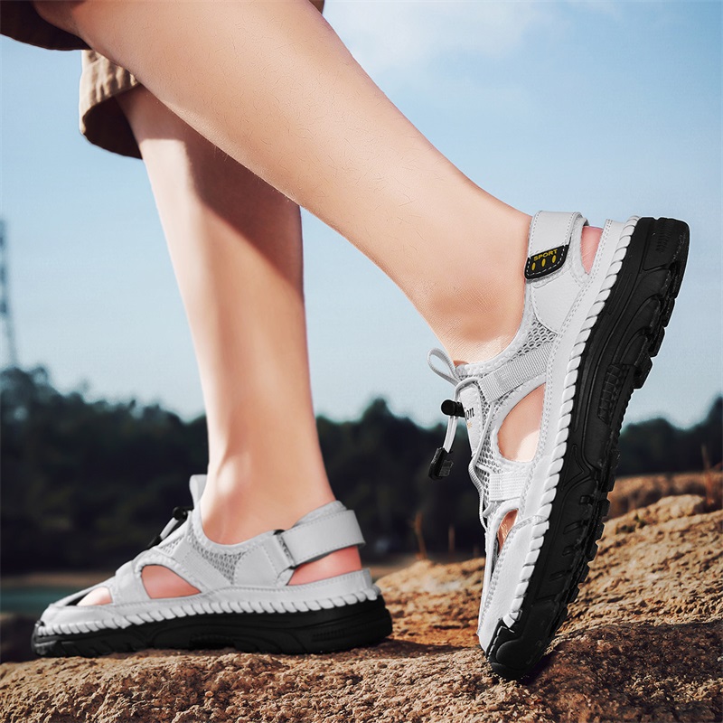 남성용 수제 심플 레터 프린트 샌들, 여름 해변 속이  - Men'S Shoes With Velcro 리뷰 및 가격