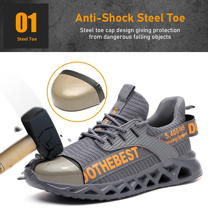 남성용 스틸 토 안전화 경량 통기성 작업화 회색 방진  - Work Boot Steel Toe 리뷰 및 가격
